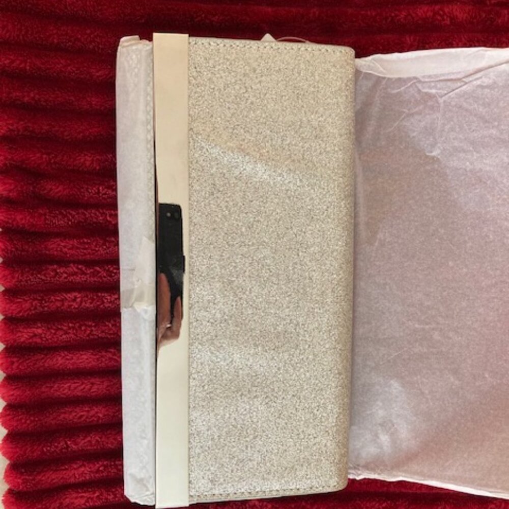 Brand New Glittering Silver Sequin Clutch Evening Handbag (Original Packaging)